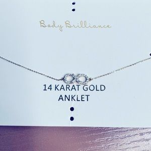 14K Gold infinite Zircon Anklet, ideal for special occasions or daily use
